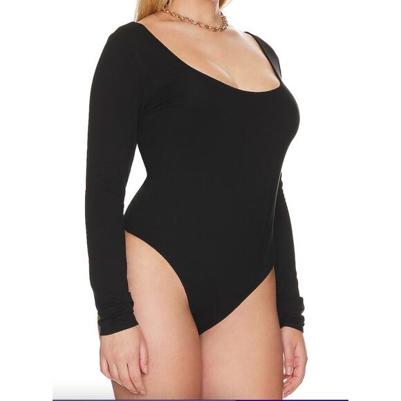 Good American Plus Scoop Neck, Long Sleeve Jersey Bodysuit | Sz 5 = 2X Black NEW - Picture 2 of 5